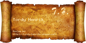 Tordy Henrik névjegykártya